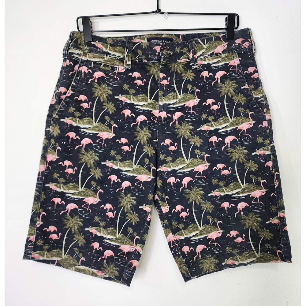 American Eagle Slim Mens 30 Black Stretch Flamingo Shorts‎ Extreme Flex Chinos